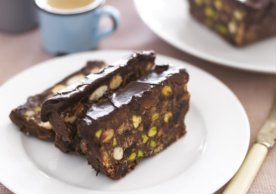 Chocolate Slice with Almonds & pistachio Nuts Recipe - Quick and ...